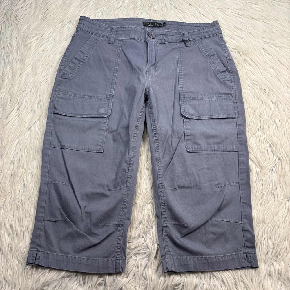 Prana Women's 8 Gray Elle Knicker Capri Pant Cargo Hiking Granola Girl